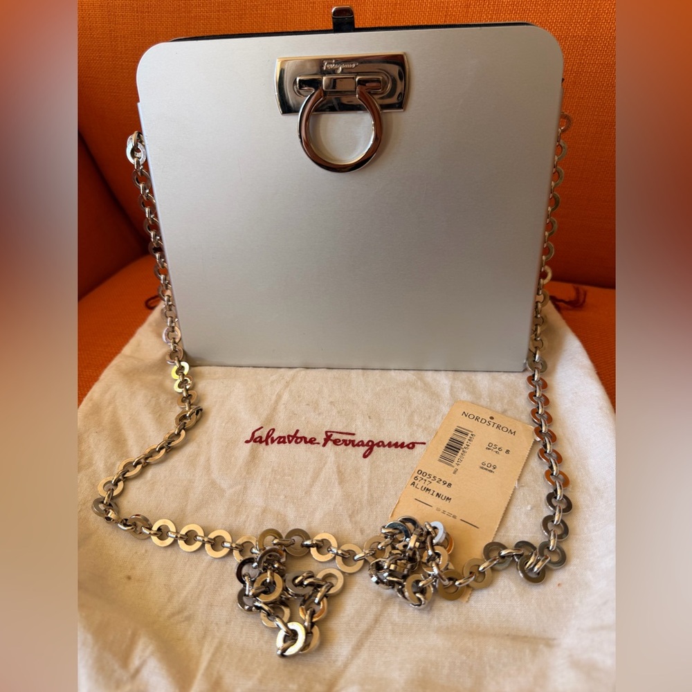 Vintage Special Salvatore Ferragamo Silver metal Chain Shoulder Bag